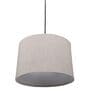 12-Inch Beige Fabric Drum Pendant Light, Modern Hanging Ceiling Lamp