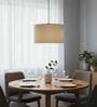 12-Inch Beige Fabric Drum Pendant Light, Modern Hanging Ceiling Lamp