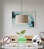 12-Inch Beige Fabric Drum Pendant Light, Modern Hanging Ceiling Lamp