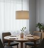 12-Inch Beige Fabric Drum Pendant Light