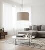 12-Inch Beige Fabric Drum Pendant Light, Modern Hanging Ceiling Lamp