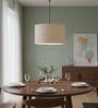 12-Inch Beige Fabric Drum Pendant Light, Modern Hanging Ceiling Lamp