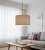 12-Inch Beige Fabric Drum Pendant Light, Modern Hanging Ceiling Lamp