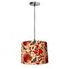 12-Inch Bird & Floral Printed Fabric Drum Pendant Light