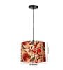12-Inch Bird & Floral Printed Fabric Drum Pendant Light, Modern Hanging Ceiling Lamp