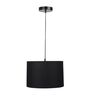 12-Inch Black Fabric Drum Pendant Light, Modern Hanging Ceiling Lamp