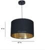 12-Inch Black Gold Fabric Drum Pendant Light, Modern Hanging Ceiling Lamp