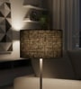 12-Inch Black Jute Fabric Drum Lampshade