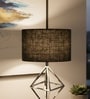 12-Inch Black Jute Fabric Drum Lampshade