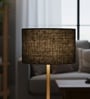 12-Inch Black Jute Fabric Drum Lampshade