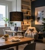 12-Inch Black Jute Fabric Drum Pendant Light