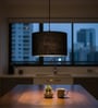 12-Inch Black Jute Fabric Drum Pendant Light