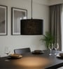 12-Inch Black Jute Fabric Drum Pendant Light, Modern Hanging Ceiling Lamp
