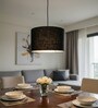 12-Inch Black Jute Fabric Drum Pendant Light