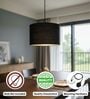 12-Inch Black Jute Fabric Drum Pendant Light