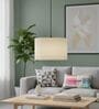 12-Inch Cream Fabric Drum Pendant Light, Modern Hanging Ceiling Lamp