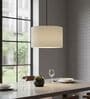 12-Inch Cream Fabric Drum Pendant Light, Modern Hanging Ceiling Lamp