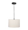 12-Inch Cream Fabric Drum Pendant Light, Modern Hanging Ceiling Lamp