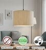 12-Inch Cream Texture Fabric Drum Pendant Light, Modern Hanging Ceiling Lamp