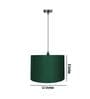 12-Inch Dark Green Fabric Drum Pendant Light, Modern Hanging Ceiling Lamp