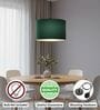 12-Inch Dark Green Fabric Drum Pendant Light, Modern Hanging Ceiling Lamp
