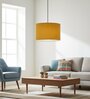 12-Inch Dark Yellow Fabric Drum Pendant Light