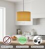 12-Inch Dark Yellow Fabric Drum Pendant Light, Modern Hanging Ceiling Lamp