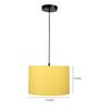 12-Inch Dark Yellow Fabric Drum Pendant Light, Modern Hanging Ceiling Lamp