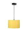 12-Inch Dark Yellow Fabric Drum Pendant Light, Modern Hanging Ceiling Lamp