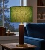 12-Inch Green Texture Fabric Drum Lampshade