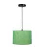 12-Inch Green Texture Fabric Drum Pendant Light, Modern Hanging Ceiling Lamp