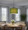 12-Inch Green Texture Fabric Drum Pendant Light