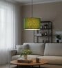 12-Inch Green Texture Fabric Drum Pendant Light, Modern Hanging Ceiling Lamp