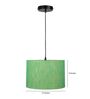 12-Inch Green Texture Fabric Drum Pendant Light, Modern Hanging Ceiling Lamp