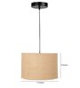 12-Inch Natural Jute Fabric Drum Pendant Light, Modern Hanging Ceiling Lamp