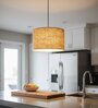 12-Inch Natural Jute Fabric Drum Pendant Light, Modern Hanging Ceiling Lamp