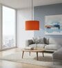 12-Inch Orange Fabric Drum Pendant Light, Modern Hanging Ceiling Lamp