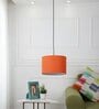 12-Inch Orange Fabric Drum Pendant Light, Modern Hanging Ceiling Lamp