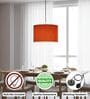 12-Inch Orange Fabric Drum Pendant Light, Modern Hanging Ceiling Lamp
