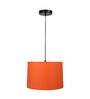 12-Inch Orange Fabric Drum Pendant Light, Modern Hanging Ceiling Lamp