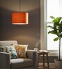 12-Inch Orange Texture Fabric Drum Pendant Light