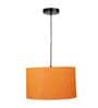 12-Inch Orange Texture Fabric Drum Pendant Light, Modern Hanging Ceiling Lamp