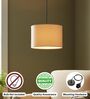 12-Inch Premium Jute Fabric Drum Pendant Light, Modern Hanging Ceiling Lamp