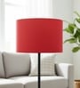 12-Inch Red Fabric Drum Lampshade