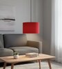 12-Inch Red Fabric Drum Pendant Light