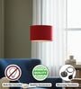 12-Inch Red Fabric Drum Pendant Light, Modern Hanging Ceiling Lamp