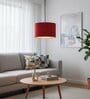 12-Inch Red Fabric Drum Pendant Light, Modern Hanging Ceiling Lamp