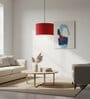 12-Inch Red Fabric Drum Pendant Light, Modern Hanging Ceiling Lamp