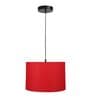 12-Inch Red Fabric Drum Pendant Light, Modern Hanging Ceiling Lamp