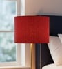 12-Inch Red Jute Fabric Drum Lampshade